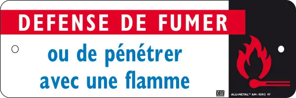 Plaque alumétal de signalisation "défense de fumer" 300 x 100 mm. Promotion Saisonnière